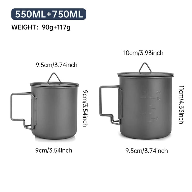 Foldable & Heat-Resistant Pure Titanium Camping Mug