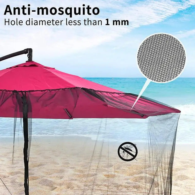 Outdoor Patio Umbrella Mosquito Net with Adjustable Rope