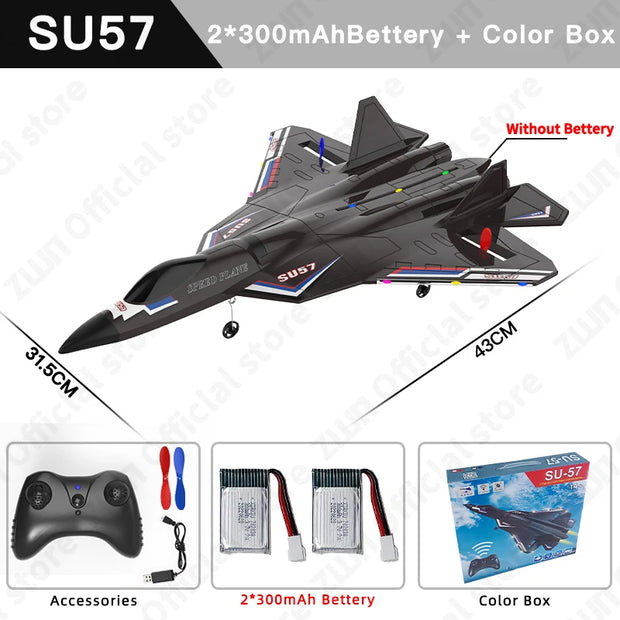 SU57 RC Plane with LED Lights – Remote Control Glider