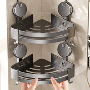 No-Drill Aluminum Bathroom Corner Shelf with Suction Cups