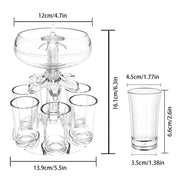 Party Drink Dispenser with 6 Shot Glasses - Acrylic Set