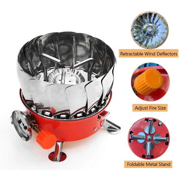 Portable Windproof Folding Gas Stove for Camping & Hiking