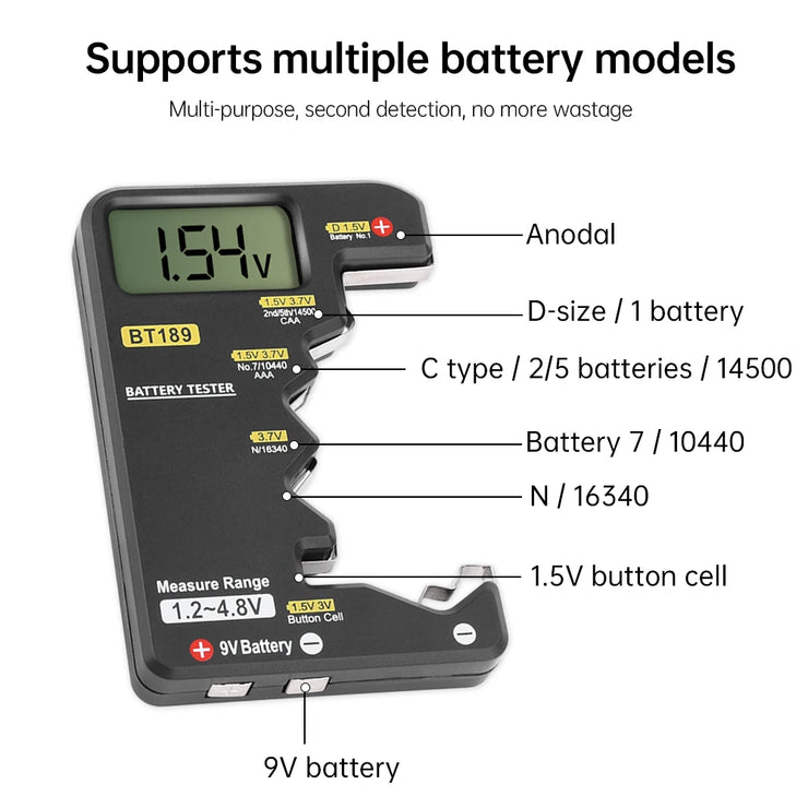 LCD Battery Tester Universal for AA, AAA, 9V & More