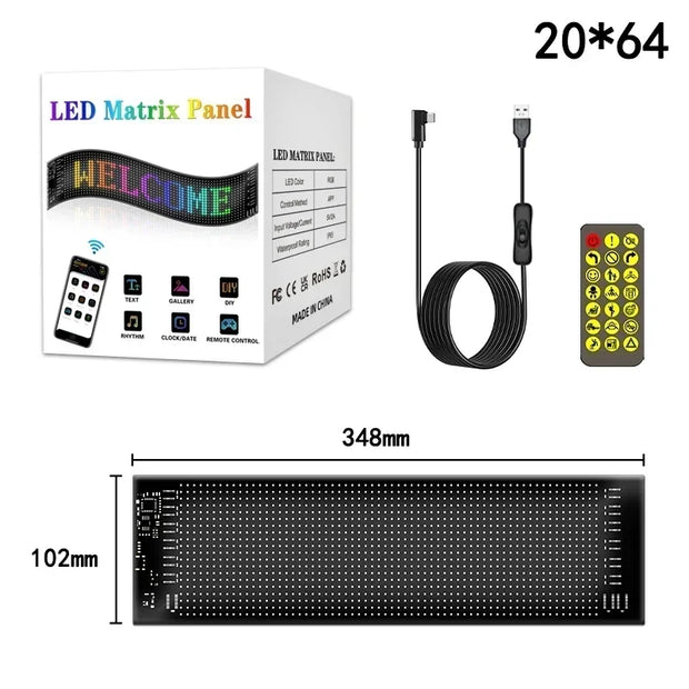 Flexible RGB LED Matrix Panel with Scrolling Text & Animation