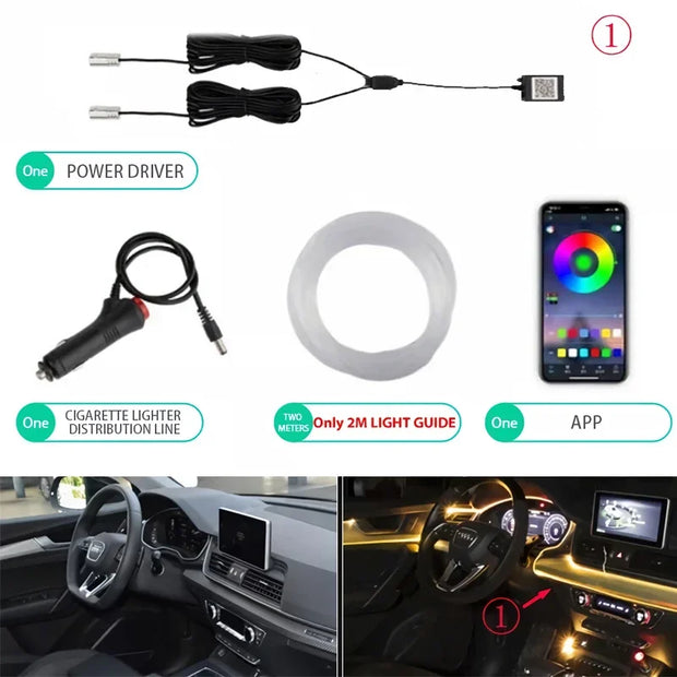 ✨App Controlled EL Wire Lights – Neon Car Interior Strip✨