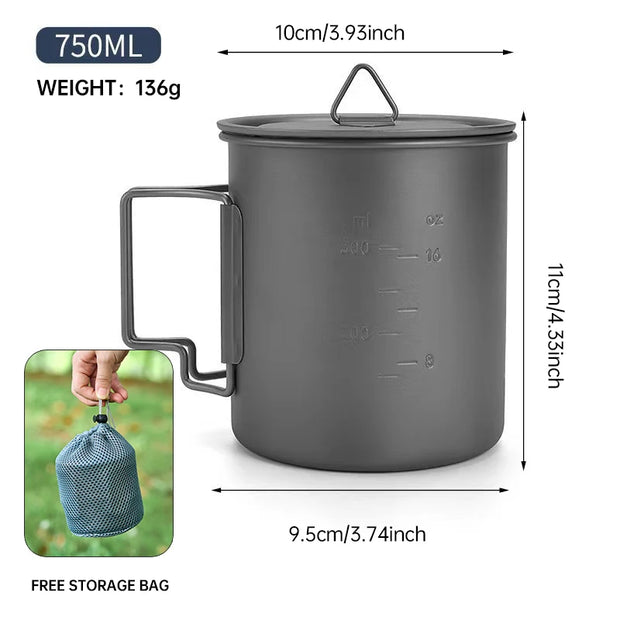 Foldable & Heat-Resistant Pure Titanium Camping Mug