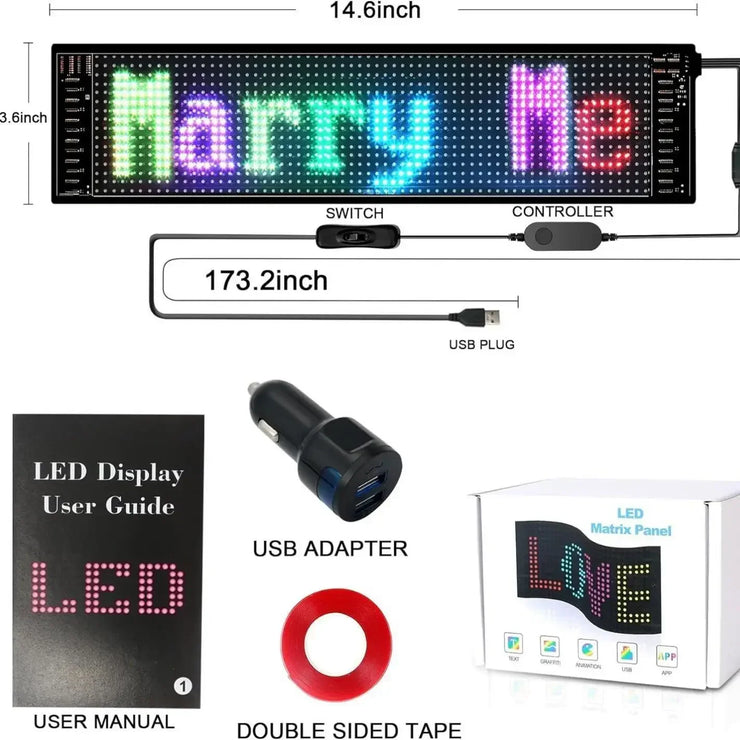 Flexible RGB LED Matrix Panel with Scrolling Text & Animation