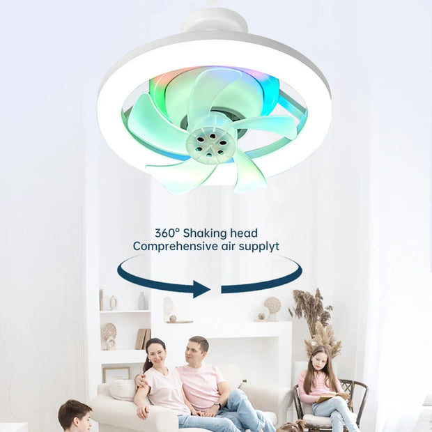 Modern LED Ceiling Fan with Remote Control & RGB Lighting