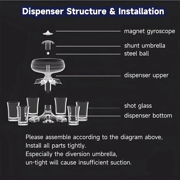 Party Drink Dispenser with 6 Shot Glasses - Acrylic Set