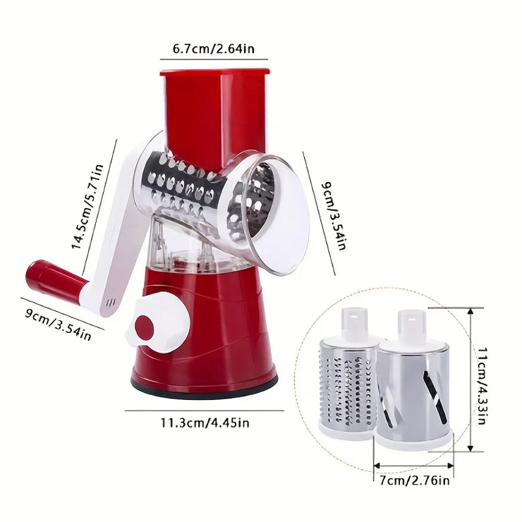 Manual Veggie Cutter & Slicer – 3-Blade Chopper