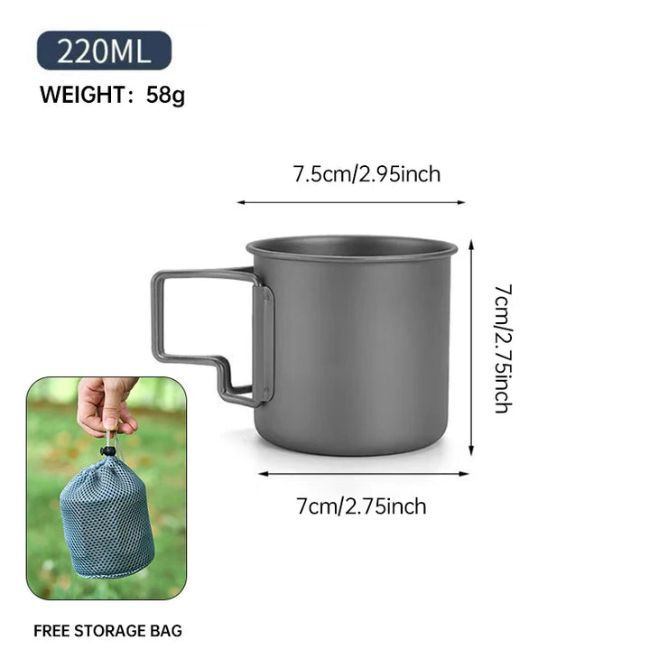 Foldable & Heat-Resistant Pure Titanium Camping Mug