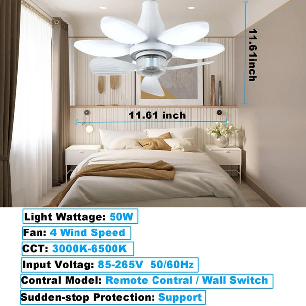 E27 LED Bulb Ceiling Fan - Remote Light & Fan