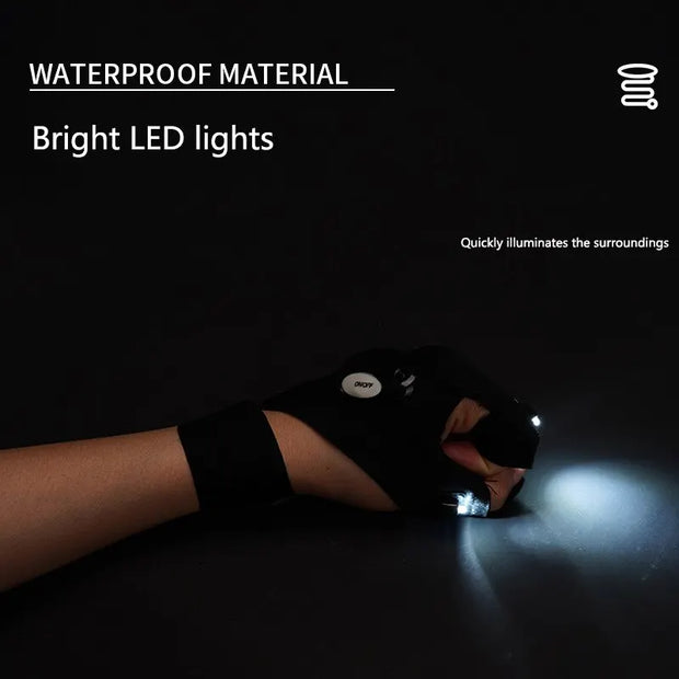 Waterproof LED Fingerless Fishing Gloves