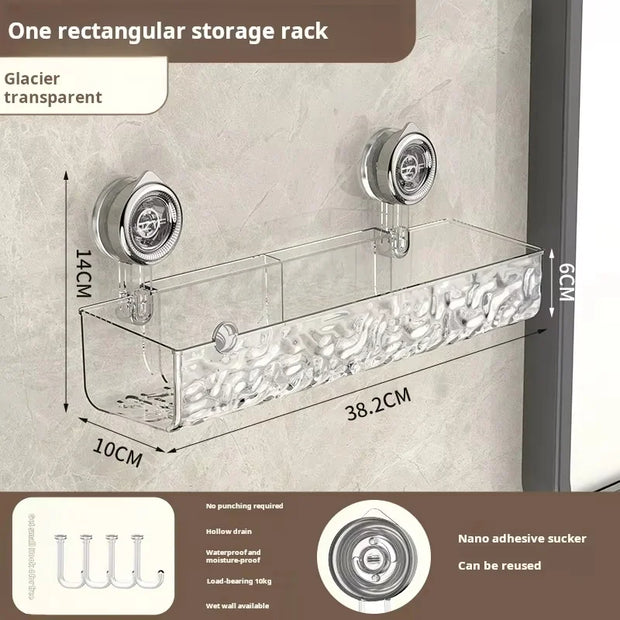 Ripple Suction Cup Wall-Mounted Bathroom Storage Rack