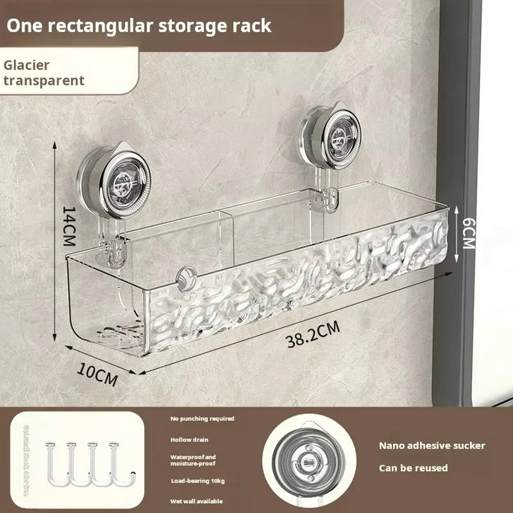 Ripple Suction Cup Wall-Mounted Bathroom Storage Rack