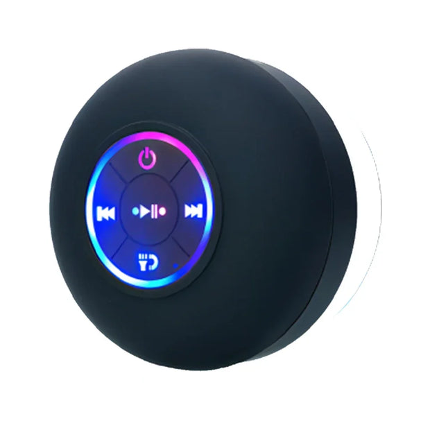 Waterproof Portable Bluetooth Speaker with LED & Suction Cup