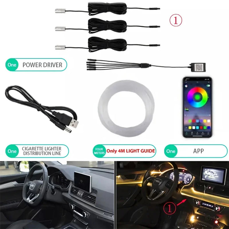 ✨App Controlled EL Wire Lights – Neon Car Interior Strip✨