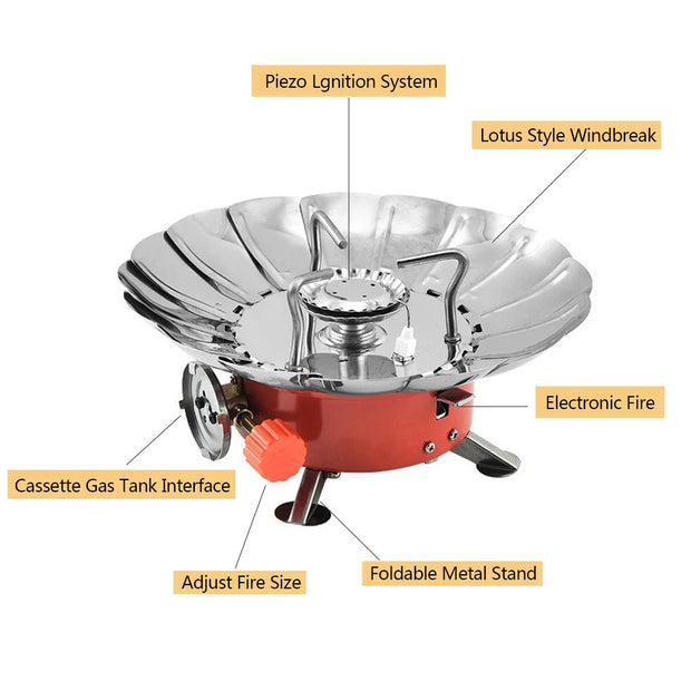 Portable Windproof Folding Gas Stove for Camping & Hiking