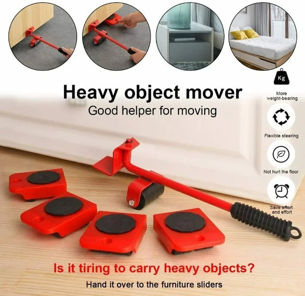 Heavy Furniture Mover Roller Set with Lifter Tool