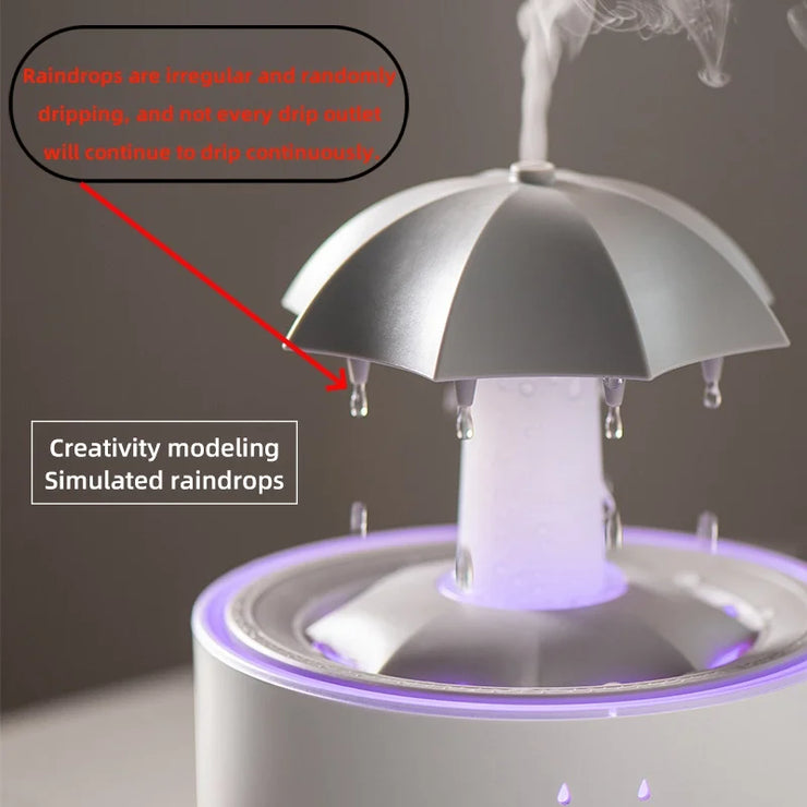 Umbrella Raindrop Humidifier – Colorful Light & Aroma Diffuser