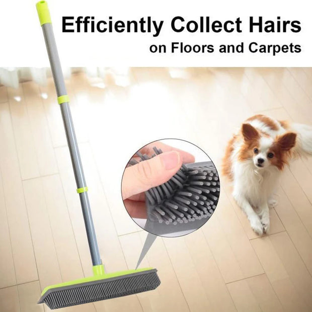 Adjustable Rubber Broom – Telescopic Pet Hair Remover