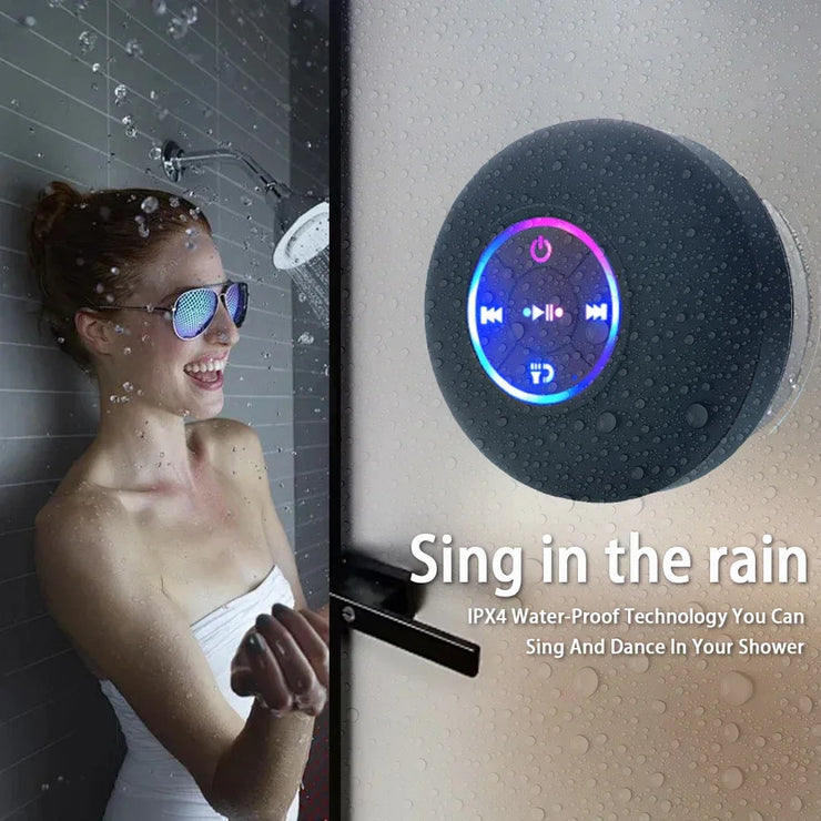 Waterproof Portable Bluetooth Speaker with LED & Suction Cup