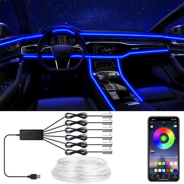 ✨App Controlled EL Wire Lights – Neon Car Interior Strip✨