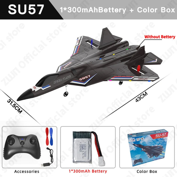 SU57 RC Plane with LED Lights – Remote Control Glider