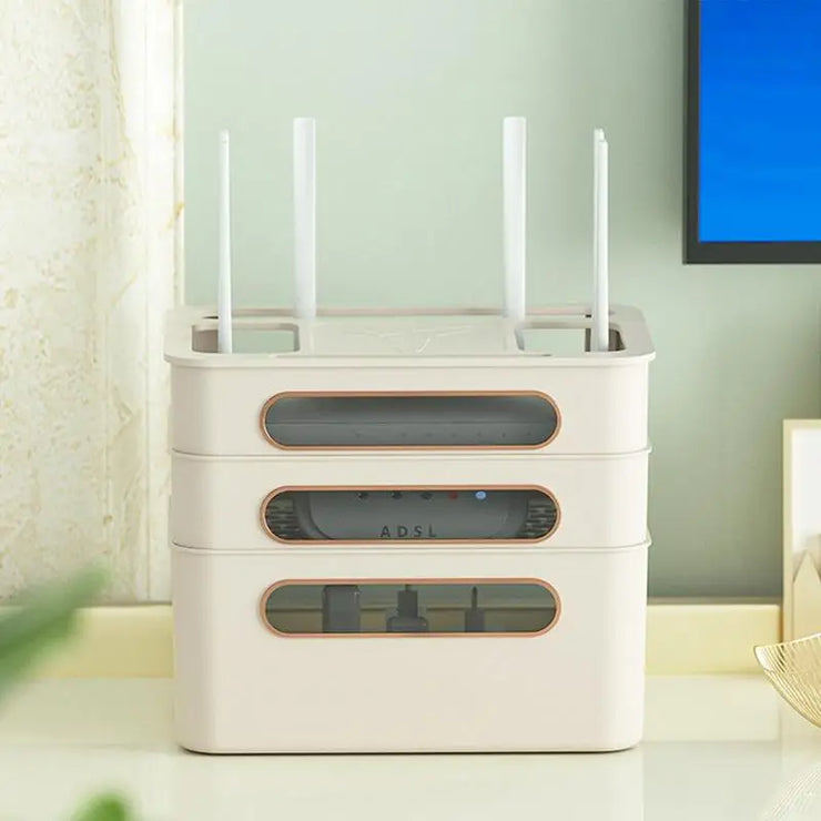 WiFi Router Storage Rack - Cable Organizer & Wire Hider