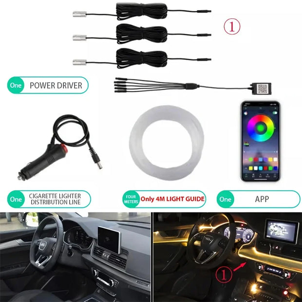 ✨App Controlled EL Wire Lights – Neon Car Interior Strip✨